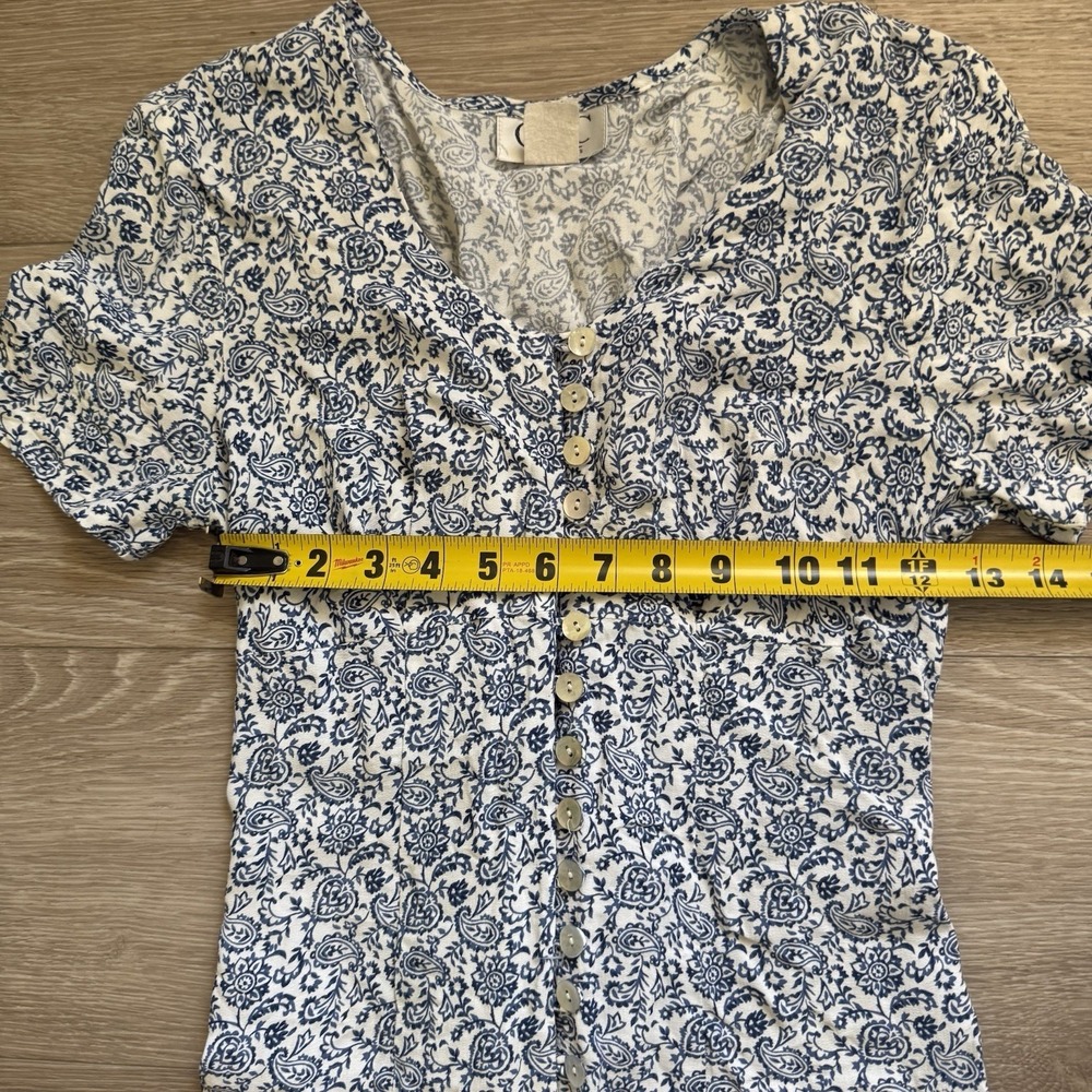 VTG‎ CDC Dress Size 2 Paisley Print Cottagecore Farm Corset Full Button Front - Picture 12 of 14
